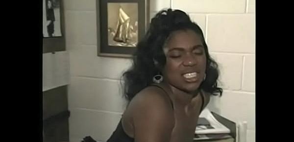  Slutty ebony with big ass Janet Jacme opens her legs to be eaten out by black stud